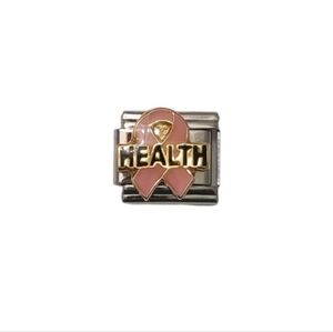 Italian Charmlink for Italian Charm Bracelet Pink Ribbon Breast Health 9mm‎